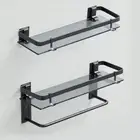 Cubila Floating Wall Shelf 8.7" 2-Brackets 2 Tiers Shelves Rectangle Shape Black