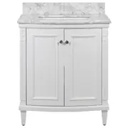 Montana Vanity Small, White White White W/ White Marble Wood Frame