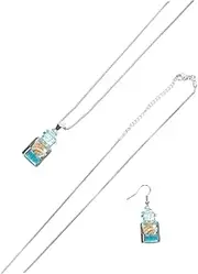 [CONGARTENO] 1 Set Glow the Dark Wishing Bottle Necklace and Earring Cute Ocean Theme Jewelry for Women Drift Bottle Accessories for DIY Decoration and Romantic