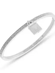 MICHAEL KORS Color Crush Silver Bangle Bracelet Padlock Crystals MKJ6994040