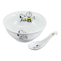 在飛比找momo購物網優惠-【yamaka】SNOOPY史努比 陶瓷餐碗附勺組 18cm