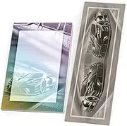 12 Bookmarks + 12 Mini Notepads, 25 Sheets Each, DIN A7 Set, Guest Gift, Party Bag for Children's Birthday Party, Themed Party, Celebration, Event, Travel, Unisex, Teens, Girls, Boys, Car, Racing Car