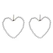 2x Wood/Metal/Jute 25cm Beaded Heart Home Decorative Hanging Ornament Med White