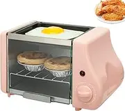 2-in-1 Electric Mini Oven, 220W Kitchen Table Top Grill Ovens with Warming Function and Timer, Even Heating, Electric Countertop Cooker for Roasting, Baking, and Reheating with Baking Tray Pink