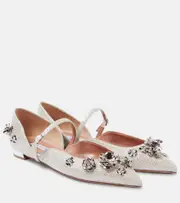[Aquazzura] Aquazzura Bloom embellished ballet flats AU 9 silver