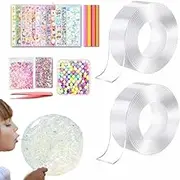 Bubble Blowing Nano Tape,Strong Gel Tape for Kitchen,Multi Function Transparent Thicken Reusable Nano Double Sides Adhesive Tape, Washable Strong Traceless Sticky Wall Tape for Boys, Girls, Adults