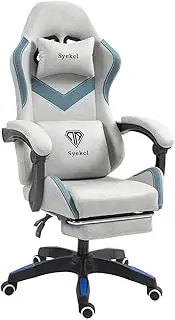 Leathaire Gaming Chair Computer Chair, More Breathable&Durable Game Chair with Head Pillow and Waist Pillow, Ergonomic Computer Chair with Footrest, Bearing 300 Kg (Technology Cloth - Grey)