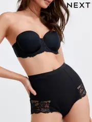 Black/White Cotton Tummy Control Shaping Lace Back Knickers 2 Pack (537995) | $38