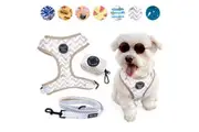 3-PIECE WALKIES BUNDLE [Pipco Pets] - Adjustable Dog Harness + Lead + Poo Bag Dispenser (Gettin' Ziggy, L)