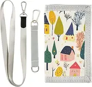 [Yoogain] Cartoon Childish Colorful Houses Trees card wallet for women cool billfolds with lanyard, cartoon childish colorful houses trees, 1 size, Fashion