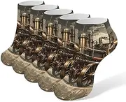 [AQRJLPM] Steampunk Style Socks No Show Socks Low Cut Anti-Slid Athletic Casual Invisible Liner Socks Unisex, White, One Size Short, White, One Size Short