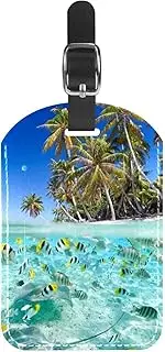 [GIAPB] 1Pcs Luggage Tag PU Leahter Travel Tags,Travel Bag Labels Suitcase Baggage Bag Tags,Summer Beach Landscape