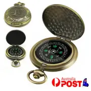 Vintage Bronze Compass Pocket Watch Design Outdoor Hiking Navigation Kid Gift