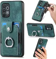 Compatible with Samsung Galaxy A73 5G Magnetic Bracket Case,Compatible with Samsung Galaxy A73 5G SM-A736 (PC+TPU+PU) 3 in 1 Card Slots Kickstand Phone Cover Green