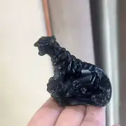 1PC Natural obsidian Quartz Carved tiger Skull Crystal healing Reiki Decor