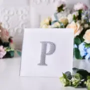 4" tall SILVER Letter P Self-Adhesive Rhinestones GEM STICKERS Wedding Supplies