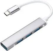 JacobsParts USB-C Type C to USB 3.0 4 Port Hub Splitter for MacBook Pro/Air, iPad, PC, Chromebook, Phone (Silver)