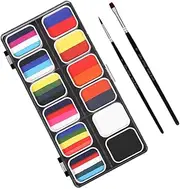 Body Paint Palette 12 Bright Colors Water-activated Face Paints Professional Makeup Kit for Halloween Cosplay School Events Easy to Clean