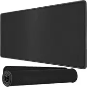 RiaTech Large Size (600mm x 300mm x 2mm) Extended Gaming Mouse Pad with Stitched Embroidery Edge, Premium-Textured Mouse Mat, Non-Slip Rubber Base Mousepad for Laptop/Computer- Black With Black Border