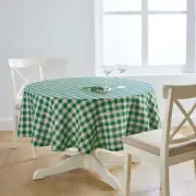 Solino Home 100% Pure Linen Green and Natural Round Tablecloth | Morgan Check