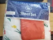 Vintage Crown Twin 3-piece sheet Set Floral Orange Flannel New in Package