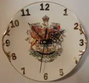 Fine Gold Trim Coat Of Arms Canada Design Round Wall Clock - 9" Qtz. Mvt. AA BAT