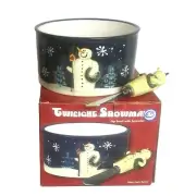 Certified International Twilight Snowman Dip Bowl & Spreader AS IS GLAZE CRAZING