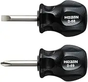 HOZAN Japanese Stubby Screwdriver Set D-68 / D-69 Small but Transfers Power with Ease (Japan Import)