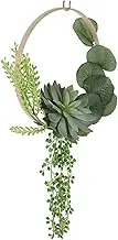 Cabilock Artificial Succulents Wreath Pendant Faux Greenery Wall Decor for Home Party Holiday Decoration Ring with Exquisite Details for Indoor Outdoor Use