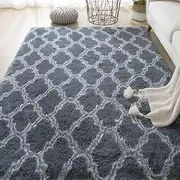 Shaggy Carpets Rugs for Living Room Bedroom Soft Fluffy Fuzzy Area Rug for Kids Baby Nursery Modern Indoor Plush Carpet,Grey Plaid,40x60cm Mini Size