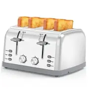 Toaster 4 Slice,Retro Stainless Steel Toater with 7 Shade Settings,Best silver3