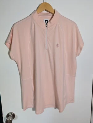 NWT WOMEN'S FOOTJOY PEACH JERSEY POLO, SIZE: XL, COLOR: BLUSH/WHITE (J524)