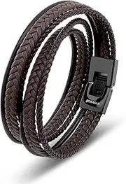 [SERASAR] | Premium Leather Wrap Bracelet [Wrap] for Men in Black & Brown | Different Lengths | Stainless Steel Clasp | Includes Jewelry Box | Great Men's Gift