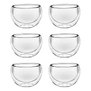 6pc Wilmax England Thermo Glass 120ml Double Wall Bowl - Clear