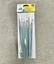 Art Alternatives White Paint Brush Set 10 Pk Synthetic Acrylic Oil Artist Supply