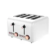 Pronti 4 Slice Toaster Rose Trim Collection - White