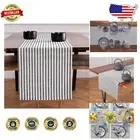 Stylish Black and White 108 Inch Table Runner - Machine Washable Linen Elegance