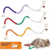 Cat Toys Chew Ropes 3Pcs with Refillable Natural Catnip Safe Teeth Cleaning Cat