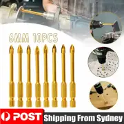 10X Hex Titanium Ceramic Tile Glass Drill Bit Tungsten Carbide Cross Spear Head