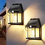 XIJUAN Solar Wall Lights Outdoor, Dusk to Dawn Motion Sensor Lights Waterproof, 2 Pack Motion Sensor Solar Porch Lights with 3 Modes, for Patio, Garage, Shed