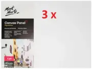 3 X Mont Marte Canvas Panel 30.5x40.6cm