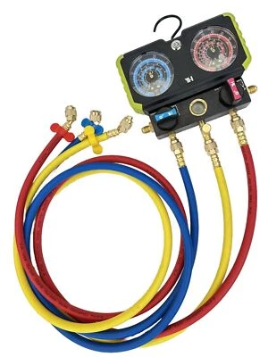 HVAC Motor Tech Mini Split AC Refrigerant Diagnostic Manifold Gauge & Hoses Set