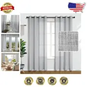 Dove Silver Grey Semi-Sheer Drapes 84'' - 2 Panel Linen Blend Set for Windows