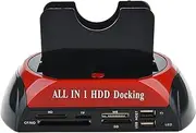 RIWPKFH Hard Drive Docking Station USB 2.0 to 2.5 3.5 Inch SATA IDE Dual Slots External HDD SSD Enclosure with Card Reader and USB Hub
