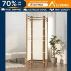 Folding 3-Panel Room Divider 120 cm Bamboo Canvas Privacy Screen Home Deco 50623