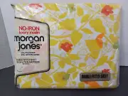 Vintage Morgan Jones double fitted sheet yellow and orange floral and butterfly