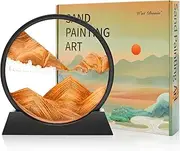 Wai Danie Moving Sand Art Picture 3D Hourglass Deep Sea Sandscape Liquid Motion Display Painting Flowing Sand Frame Relaxing Desktop Home Office Work Decor(Gold, 12 Inches)