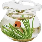 Goodliest Dollhouse Fish Tank, 1:12 Scale Miniature Dollhouse Accessories, Resin Dollhouse Fish Tank Accessories for Garden Scene Decor Random Color Round