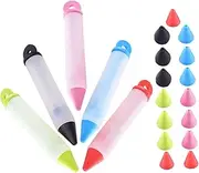 MOTHNUR Silicone Cake Decorating Pen Set 5pcs Fondant Piping Tool for Chocolates Cakes Desserts with Replaceable Tips
