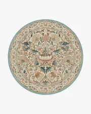 245' Round | Machine Washable Runner Rug | Kid & Pet Friendly | Indoor Rug | Lodden Soft Rose & Teal Rug by Morris & Co. | Ruggable